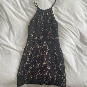 ASTR Black Lace High Neck Mini Dress